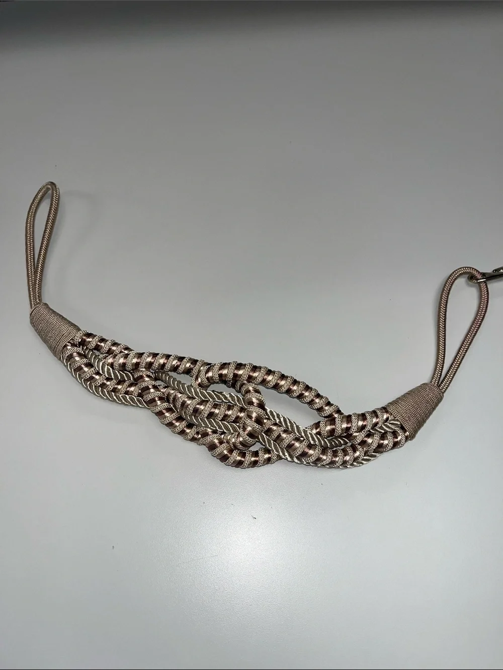 Leather Shop Braided Beige and Brown Knot - Belt size Small